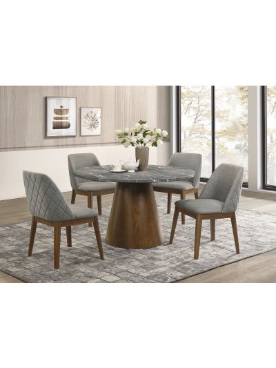Franklin 5-piece Round Dining Table Set Grey and Dark Brown
