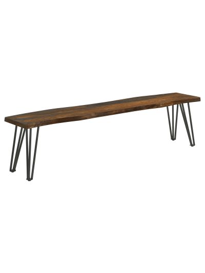 Neve Live Edge Wood Dining Bench Hairpin Legs Grey Sheesham