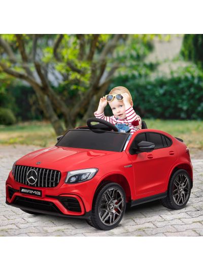 Aosom 12V Toddler Ride On Car with Remote Control, Mercedes Benz AMG GLC63S Coupe, Electric Car with 2 Speed, MP3 Player, Light, Horn, Songs, Suspension,Red