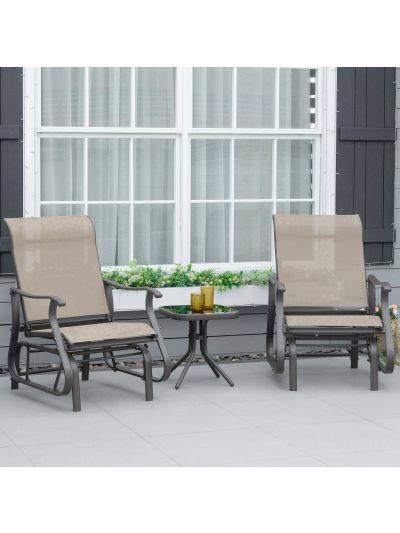  Outdoor Gliding Chairs Set Durable Compact for Patio, Bistro Tea Time, Perfect for Couples & Families, Gray