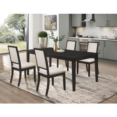 Louise 5-piece Rectangular Extension Leaf Dining Set Black