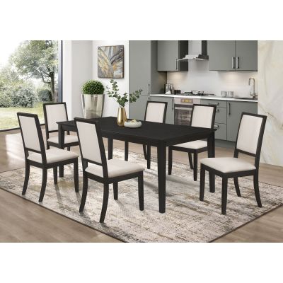 Louise 7-piece Rectangular Extension Leaf Dining Set Black