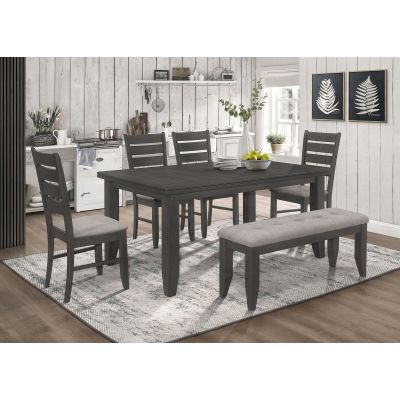 Dalila 6-piece Rectangular Dining Table Set Dark Grey