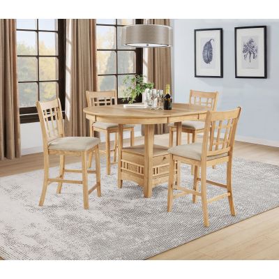 Lavon 5-piece Oval Counter Height Dining Set Light Oak