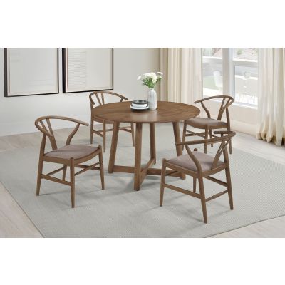 Dinah 5-piece Round Solid Wood Dining Set Walnut