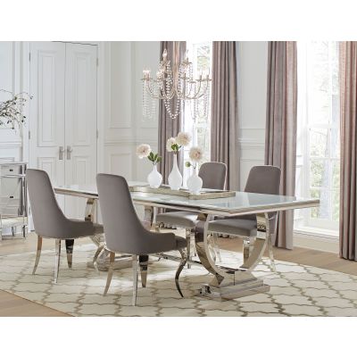 Antoine 5-piece Rectangular Glass Top Dining Table Set Grey