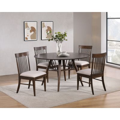 Everton 5-piece Round 53-inch Dining Table Set Dark Walnut