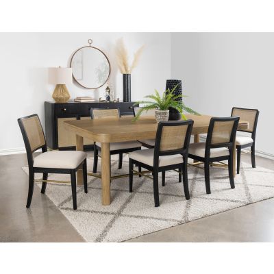 Arini 7-piece Extension Leaf Dining Table Set Sand Wash and Black