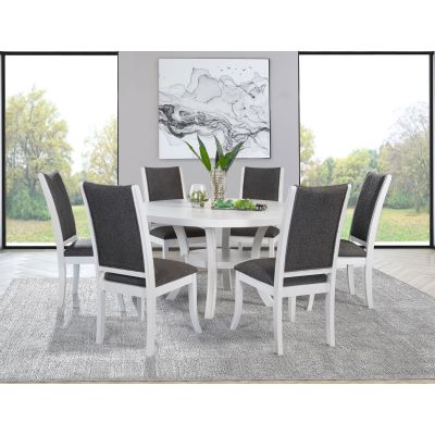 Judd 7-piece 54-inch Round Wood Dining Table Set Pearl White