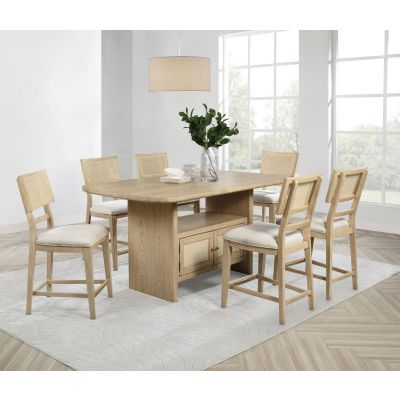 Kailani 7-piece Wood Counter Height Dining Set Beige Oak