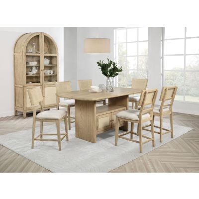 Kailani 8-piece Counter Dining Set with Cabinet Beige Oak