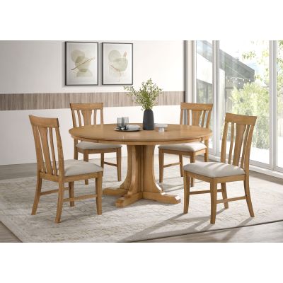 Hartville 5-piece Round Dining Table Set Natural Light Brown