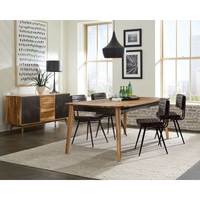 Partridge 5-piece Dining Set Natural Sheesham and Espresso