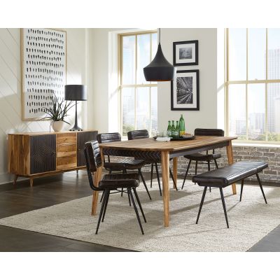 Partridge 6-piece Dining Set Natural Sheesham and Espresso