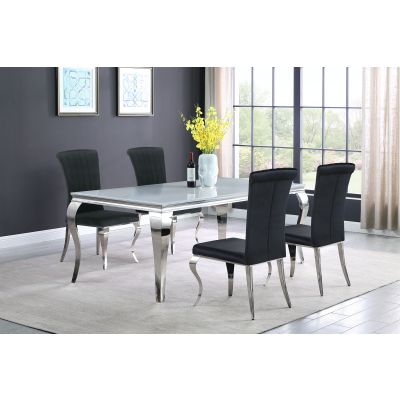 Carone 5-piece 81-inch Rectangular White Glass Dining Set Black