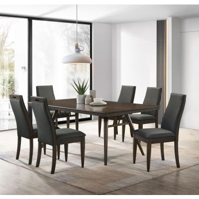 Wes 7-piece Rectangular Dining Table Set Dark Walnut