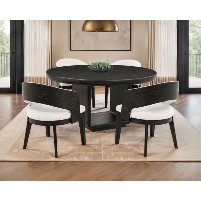 Leandro 5-piece Round Dining Table Set Burnished Black