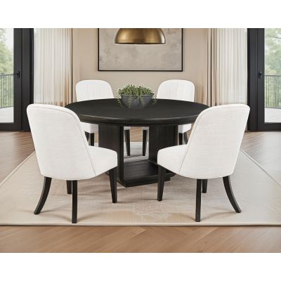 Leandro 5-piece Round Dining Table Set Burnished Black