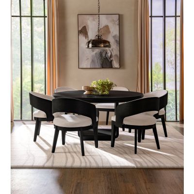 Leandro 7-piece Round Dining Table Set Burnished Black