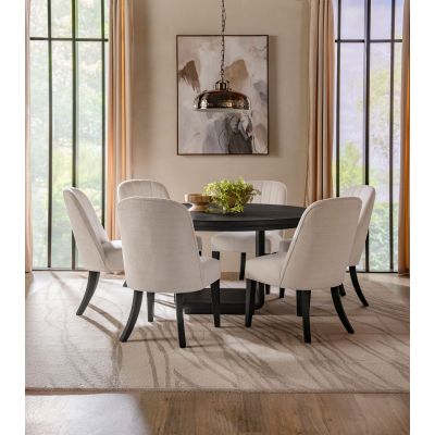 Leandro 7-piece Round Dining Table Set Burnished Black