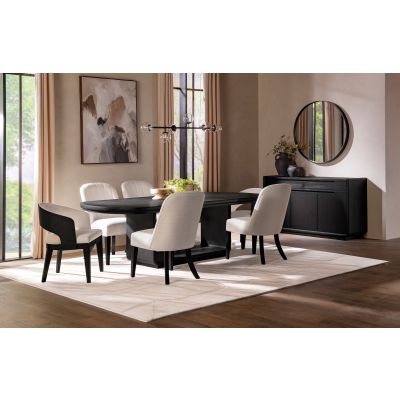 Leandro 7-piece Rectangular Dining Table Set Burnished Black