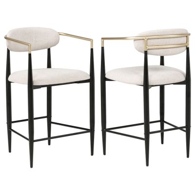 Tina Fabric Upholstered Counter Chair Beige (Set of 2)
