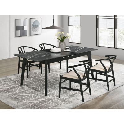 Crestmont 5-piece Extension Leaf Dining Table Set Black