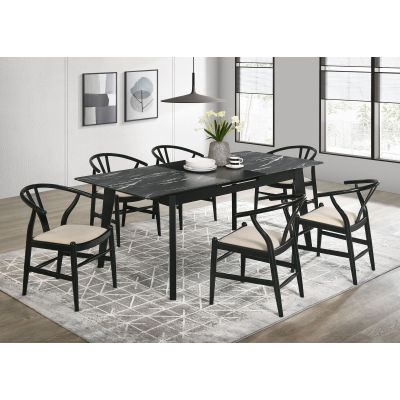 Crestmont 7-piece Extension Leaf Dining Table Set Black