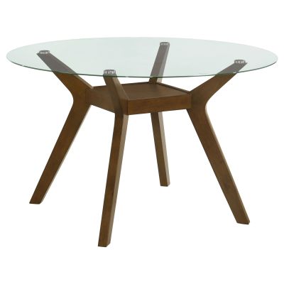 Paxton Round 48-inch Glass Top Wood Dining Table Brown