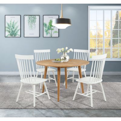 Andrews 5-piece Round Dining Table Set Light Ash and White