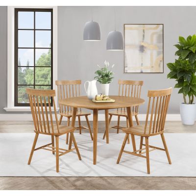 Andrews 5-piece Round Wood Dining Room Table Set Light Ash