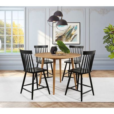 Andrews 5-piece Round Counter Dining Set Light Ash and Black