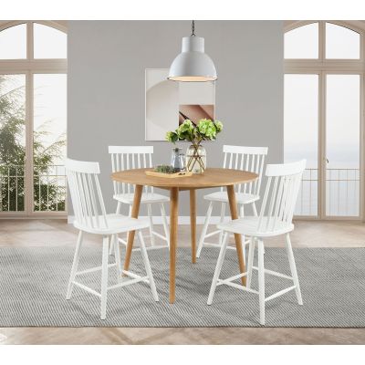 Andrews 5-piece Round Counter Dining Set Light Ash and White