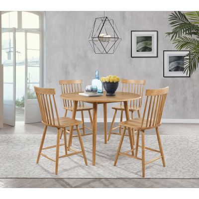 Andrews 5-piece Round Counter Height Dining Set Light Ash
