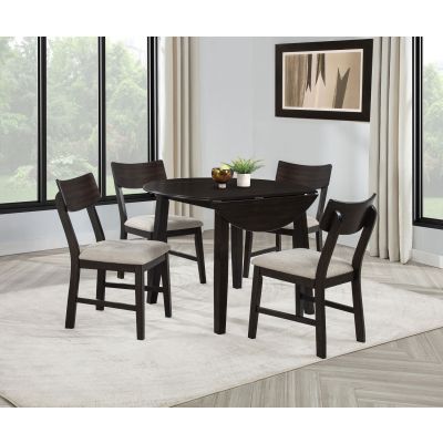 Catley 5-piece Round Drop Leaf Dining Table Set Dark Coffee