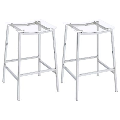 Jovani Acrylic Backless Bar Stool Chrome (Set of 2)
