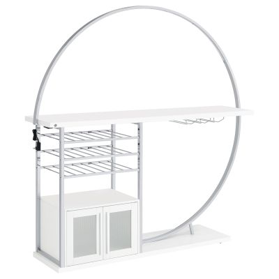 Risley 2-door Circular LED Wine Cabinet White High Gloss