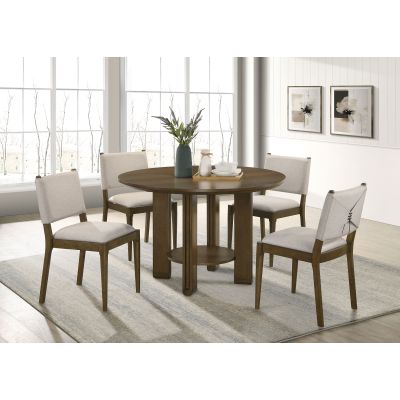 Ottowa 5-piece Round Wood Dining Room Table Set Brown