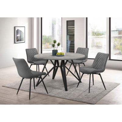 Neil 5-piece Round Dining Table Set Concrete Gunmetal