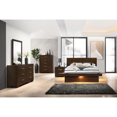 Jessica 5-piece Eastern King LED Bedroom Set Cappuccino