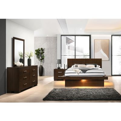 Jessica 4-piece Queen LED Bedroom Set Cappuccino
