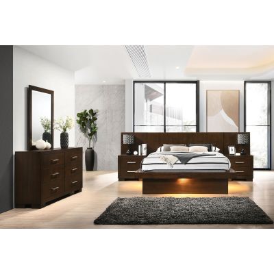Jessica 5-piece Queen LED Bedroom Set Cappuccino