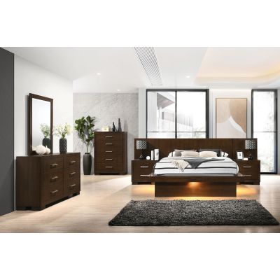 Jessica 6-piece Queen LED Bedroom Set Cappuccino