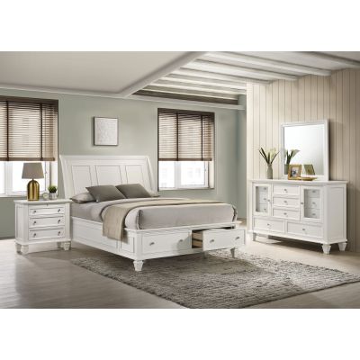 Sandy Beach 4-piece Queen Bedroom Set Cream White