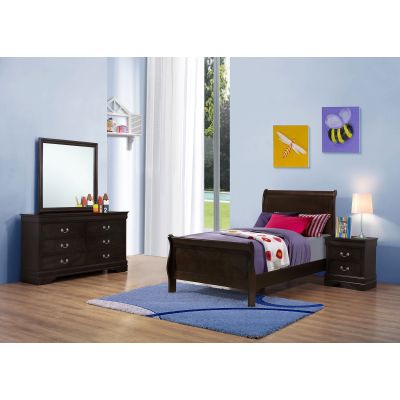 Louis Philippe 4-piece Twin Bedroom Set Cappuccino