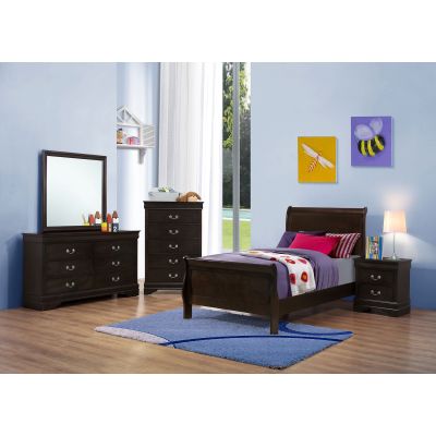 Louis Philippe 5-piece Twin Bedroom Set Cappuccino
