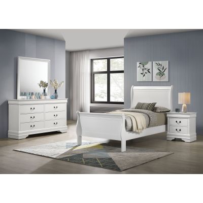 Louis Philippe 4-piece Twin Bedroom Set White