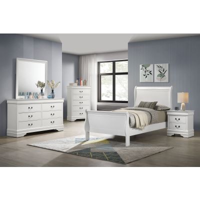 Louis Philippe 5-piece Twin Bedroom Set White