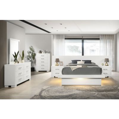 Jessica 6-piece Eastern King LED Bedroom Set Snow White