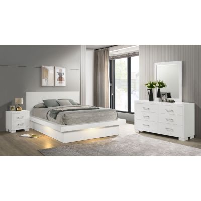 Jessica 4-piece Queen LED Bedroom Set Snow White